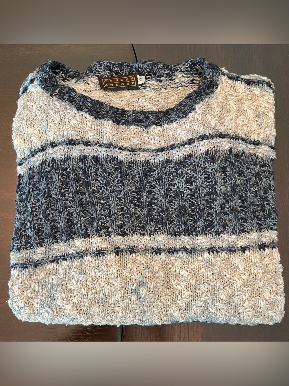Joseph Abboud Men's Navy and Cream Knit Sweater